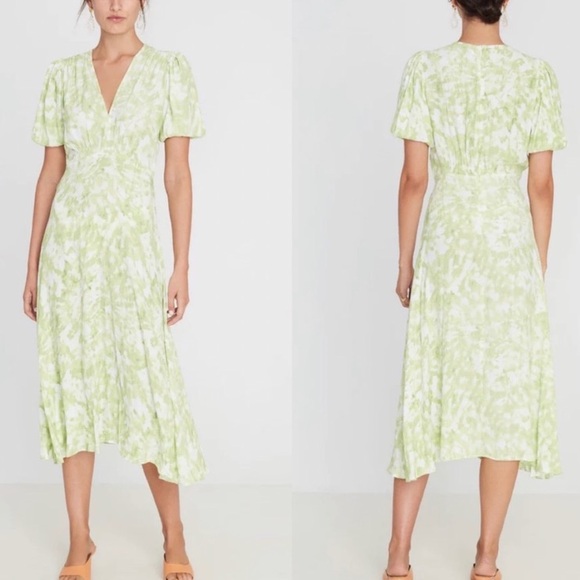 Faithfull the Brand Dresses & Skirts - Faithfull The Brand Vittoria Mini Dress Roos Tie Dye Lime Puff Slv Sz 8